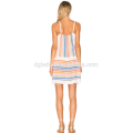 Striping thailand wholesale clothing dresses with a frayed summer skirt